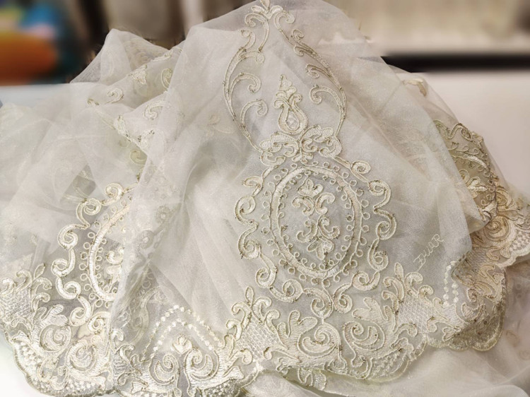 پارچه حریر پرده فلت طرحدار، برای دکوراسیونهای کلاسیک - 5 متری