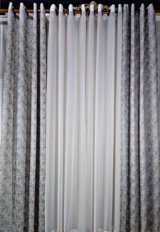 پرده آماده حریر کرپ طرح پتینه طوسی8