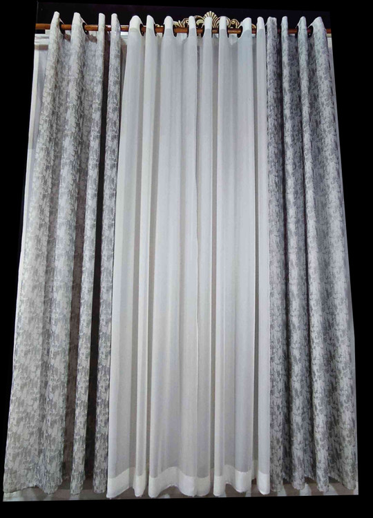 پرده آماده حریر کرپ طرح پتینه طوسی9