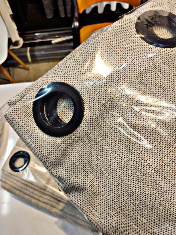 پرده آماده کرپ گونی بافت، رنگ بژ گرم شماره 2