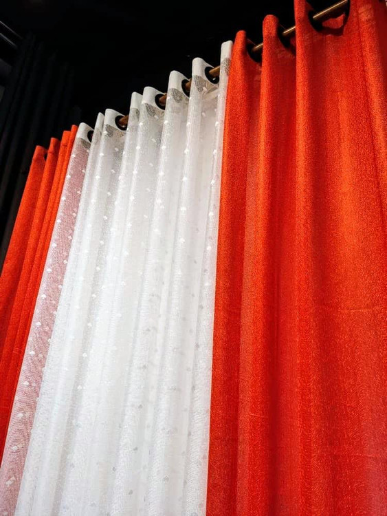 پرده آماده لیوما نارنجی - تابش گرمابخش آفتاب0