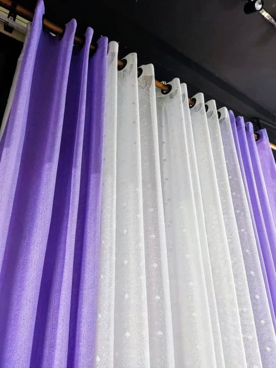 پرده آماده لیوما به رنگ یاسی - جلوهای لطیف و شیک برای دکوراسیون شما0