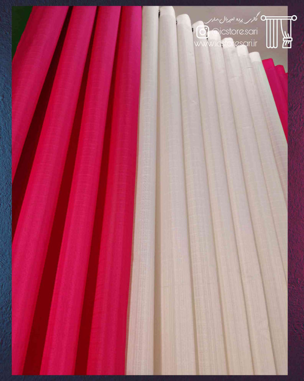 پرده آماده حریر بافتدار رنگی (طرح سرخ آبی) | مناسب اتاق خواب کودک و نوجوان