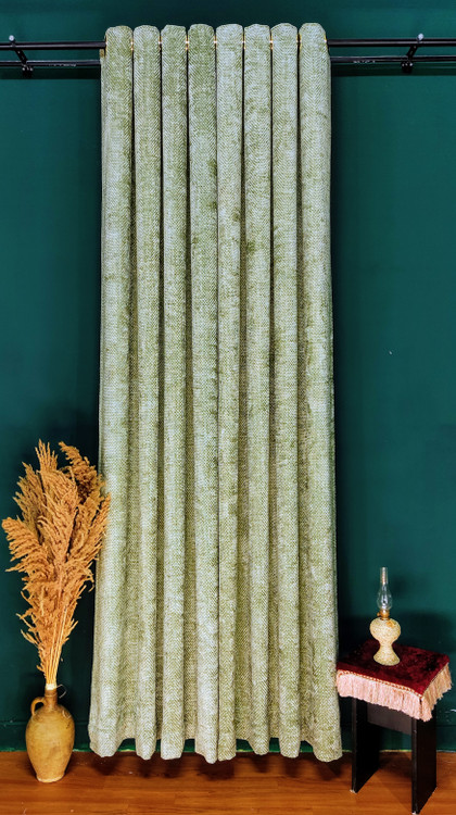 Ready-made melange curtain code ML102, olive color